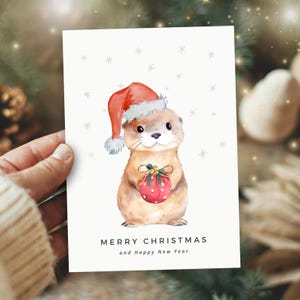 Weihnachtskarte "Otter zu Weihnachten" A6 (Postkarte) | Xmas Card, Weihnachten Karte, Frohe Weihnachten Geschenk Karte