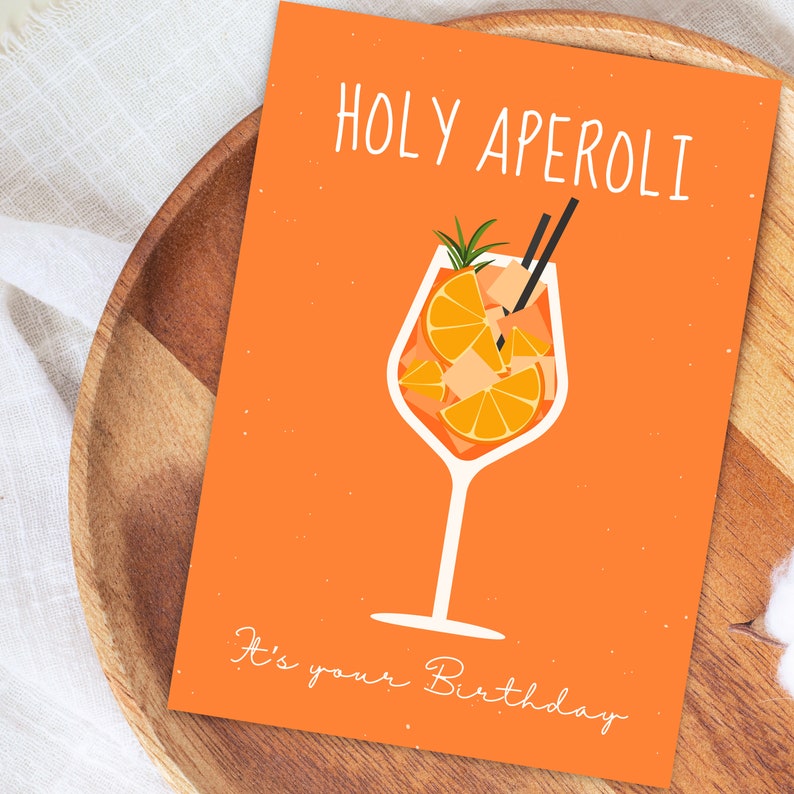 Geburtstagskarte HOLY APEROLI in DIN A6 Glückwunschkarte, Geschenkkarte, Postkarte, Aperol Glas, Geburtstag, Geburtstagsgeschenk Freunde Bild 3