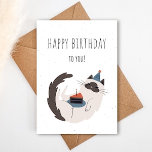 Katzen Glückwunschkarte "Happy Birthday to you" A6 (Postkarte) | Katzen Karte Geburtstag, für Katzenfans | Cats, auch mit Umschlag