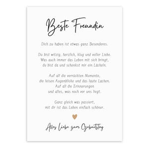 Geburtstagskarte Beste Freundin „Mit dir ist das Leben schöner“ (Postkarte) A6 | Freundschaftskarte Geburtstag | Geschenk Freundin