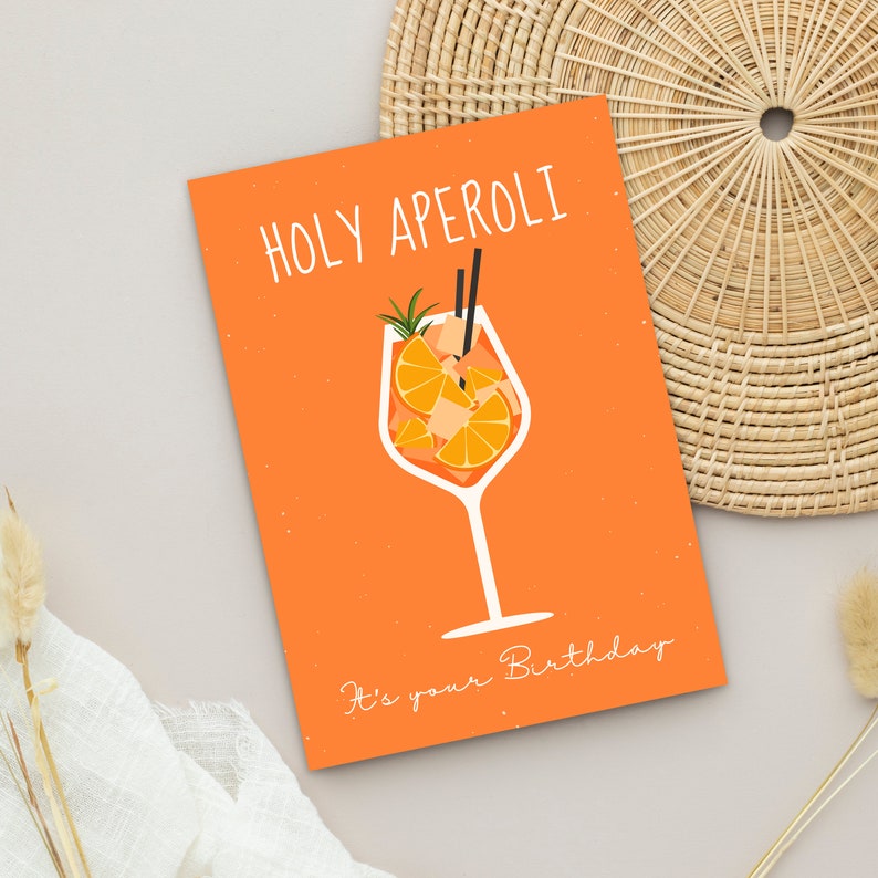 Geburtstagskarte HOLY APEROLI in DIN A6 Glückwunschkarte, Geschenkkarte, Postkarte, Aperol Glas, Geburtstag, Geburtstagsgeschenk Freunde Bild 5