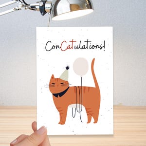 ConCatulations Karte | Glückwunschkarte Katze A6 | Lustige Postkarte zum Geburtstag, Abschluss, Prüfung | Katzenkarte Glückwunsch Geschenk