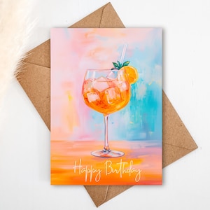 Happy Birthday Postkarte APEROL in DIN A6 | Glückwunschkarte, Geschenkkarte, Aperol Glas, Geburtstag, Geburtstagsgeschenk Freunde