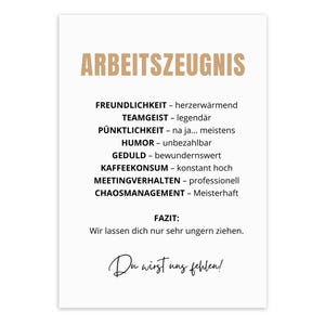 Lustige Abschiedskarte Arbeitszeugnis Du Wirst Uns Fehlen Karte 
