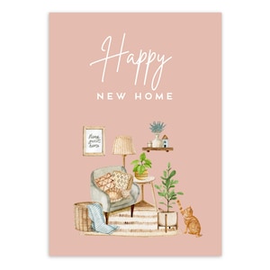 Einweihungskarte "Happy New Home" A6 (Postkarte) | Karte zum Einzug, Aquarell, Umzug Geschenk, Einzugsgeschenk, Einweihungsparty Wohnung
