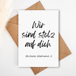 Abschluss Geschenk Karte 2025 "Wir sind stolz auf dich" A6 (Postkarte) | Glückwunschkarte Abitur Bachelor Master | auch mit Umschlag