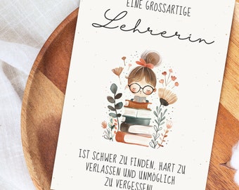 Postkarte Dankeschön Abschied Geburtstag Lehrerin A6 (Postkarte) Eine großartige Lehrerin | Abschiedskarte, Geburtstag, Geburtstagsgeschenk