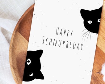 Geburtstagskarten A6 Katzen "Happy Schnurrsday" mit Katzen Motiv | Glückwunschkarte, Katze, Geburtstag