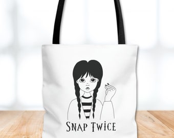 Baumwollbeutel Jutebeutel "Snap Twice" Wednesday Tasche als Geschenk, Geschenkidee