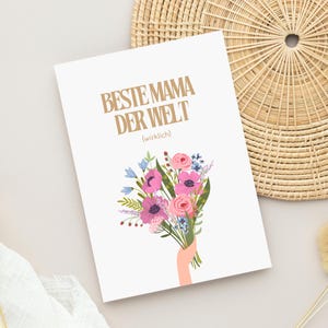 Geschenk Karte Muttertag "Beste Mama der Welt", Geschenk zu Muttertag, Muttertag Postkarte in A6  | Muttertag Geschenk | auch mit Umschlag
