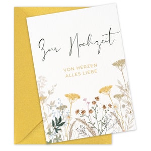 Glückwunschkarte zur Hochzeit | Karte für das Brautpaar | Hochzeitskarte mit Blumen in A6 (Postkarte) auch mit Umschlag