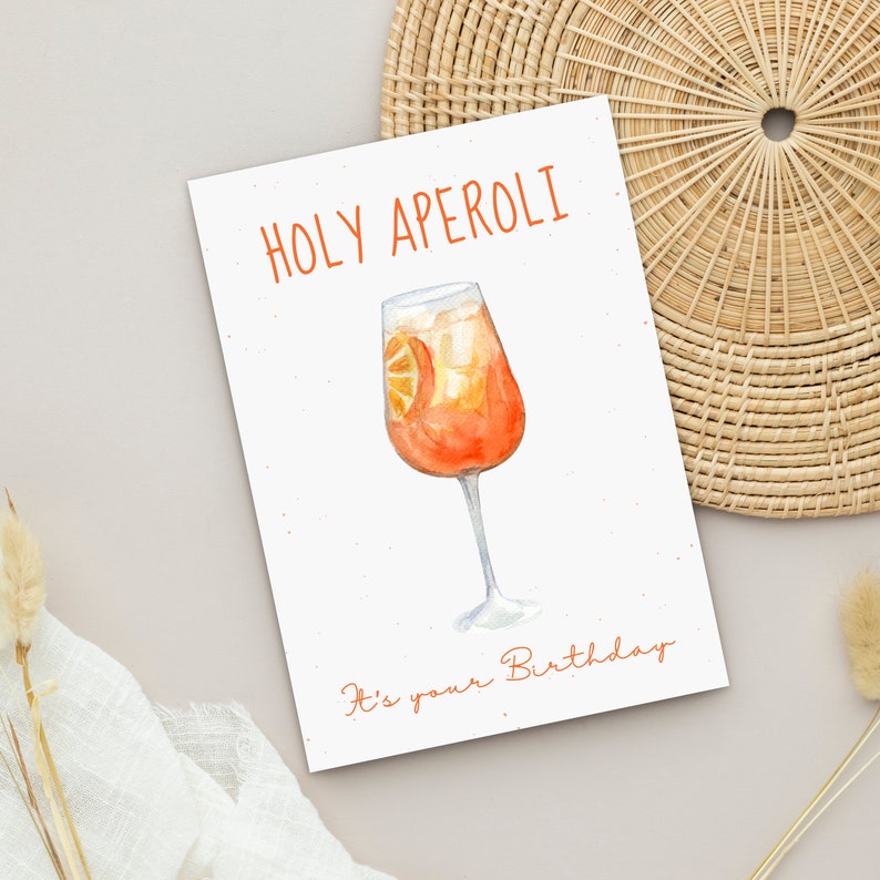 Happy Birthday Karte HOLY APEROLI in DIN A6 Glückwunschkarte, Geschenkkarte, Postkarte, Aperol Glas, Geburtstag, Geburtstagsgeschenk Bild 5