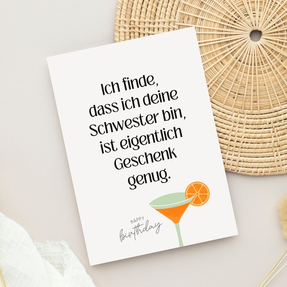 Lustige Geburtstagskarte Für Schwester – A5, Mit Gelbem Umschlag, Text: 'Was Gonna Just Text...'