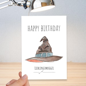 Geburtstagskarten Happy Birthday "Lieblingsmuggel" A6 (Postkarte) | Glückwunschkarte, Geburtstag Zauber Hexen Karte