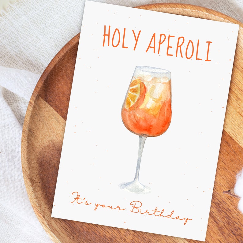 Happy Birthday Karte HOLY APEROLI in DIN A6 Glückwunschkarte, Geschenkkarte, Postkarte, Aperol Glas, Geburtstag, Geburtstagsgeschenk Bild 3