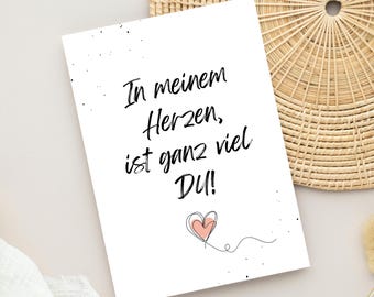 Postcard "There is a lot of YOU in my heart!" in DIN A6 | for Valentine's Day gift card Valentine's card | for her or him