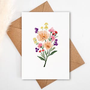 Grußkarte "Flowers" in A6 (Postkarte) | Dankeschön Geschenk Karte Aquarell Zeichnung , Danke Geschenk Oma, Mama, Freundin