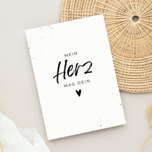 Liebeskarte "Mein Herz mag dein Herz" in DIN A6 | zum Valentinstag Geschenk Karte Valentinskarte | für Freund Freundin Partner Partnerin