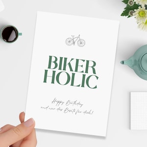 Geburtstagskarte Bikerholic in DIN A6 (Postkarte) | Glückwunschkarte für Fahrradfahrer Geschenkkarte, Geschenk Freunde
