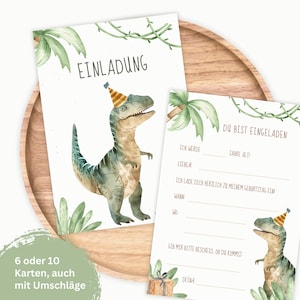 T-Rex Einladungskarten Kindergeburtstag | Einladung für Kinder | Dino Einladung Tyrannosaurus | DIN A6