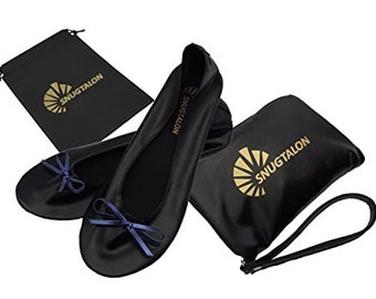 SNUGTALON® Ladies Foldable Pumps with 2-in-1 Zippable Pouch with Handle & Tote Bag + Separate Carrier Pouch / Bridesmaids Wedding Favours