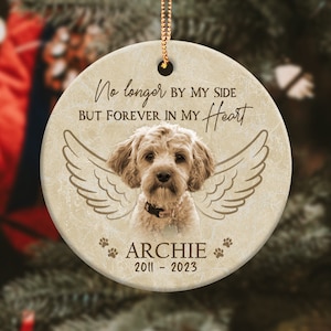 Custom Dog Angel Wings Ornament, Custom Memorial Ornament, Pet Sympathy Gift, Pet Loss Keepsake, Custom Dog Memorial, Forever In My Heart