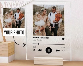 Custom Valentine Gift, Custom Spotify Plaque, Acrylic Song Plaque, Custom Photo Couple, Valentine's Day Gift, Anniversary Couple Plaque