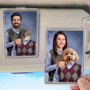 Custom Step Brothers Portrait Car Visor Clip, Car Accessories Featuring Images of Stepbrothers, Funny Gift For Pet Loved