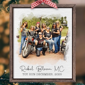 Personalized Motorcycle Team Gifts: Custom Bikers Group Photo Ornament, Christmas Gift For Motorcycle Lovers, Biker Gift