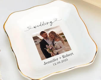 Custom Jewelry Tray Engagement Gift, Custom Married Ring Dish Gift, Wedding Gift for Couple, Ring Dish Gift for Bride, Wedding Gift
