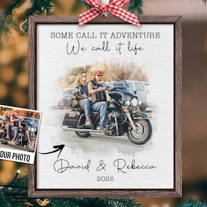 Personalized Motorcycle Ornament: Custom Biker Couple Photo Ornament, Christmas Motorcycle Gift For Men, Rider Gifts, Motorcycle Team Gifts