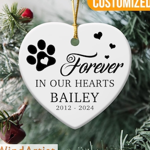 Pet Loss Memorial Plaque, Personalized Pet Memorial Ornament, Pet Loss Gifts Dog, Forever in Our Heart Remembrance Gift, Christmas Ornaments