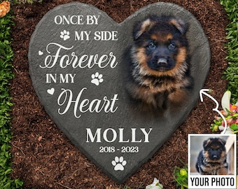 Dog Memorial Plaque, Custom Dog Memorial Stone, Pet Loss Slate, Cat Memorial Stone, Custom Pet Keepsake, Once By My Side Forever In My Heart