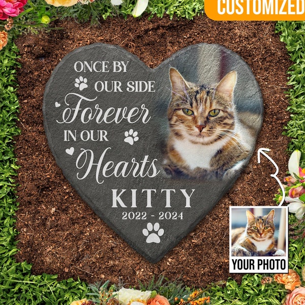 Custom Dog/Cat Memorial Stone, Pet Memorial Stone Plaque, Custom Pet Keepsake, Mark pet's grave, Once By Our Side Forever In Our Hearts