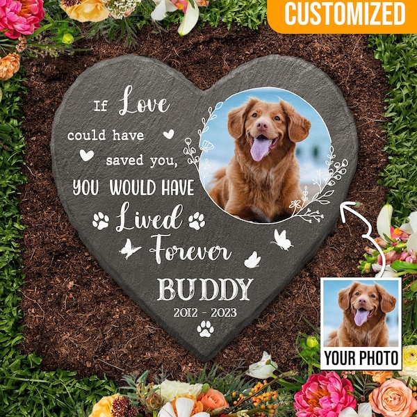 Custom Dog Memorial, Cat Memorial Stone, Custom Pet Memorial Slate, Pet Remembrance Gift, If love could have saved you, Custom Photo Pet.