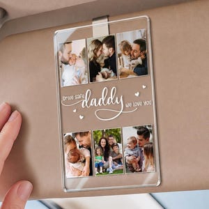 Photo Collage Custom Fathers Day Gift, Custom Picture - Car Visor Clip, Father's Day Photo Sun Visor, Drive Safe Gift, Car Decor For Dad