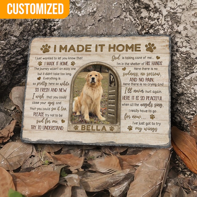 I Made It Home, Dog Memorial Gift, Cat Memorial Stone Plaque Decoration, Pet Sympathy Gift, Dog Loss Gift, Pet Memorial, Pet Loss Gift. bild 6
