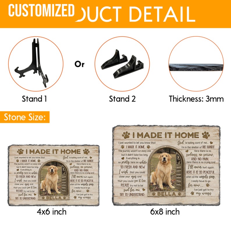 I Made It Home, Dog Memorial Gift, Cat Memorial Stone Plaque Decoration, Pet Sympathy Gift, Dog Loss Gift, Pet Memorial, Pet Loss Gift. bild 7
