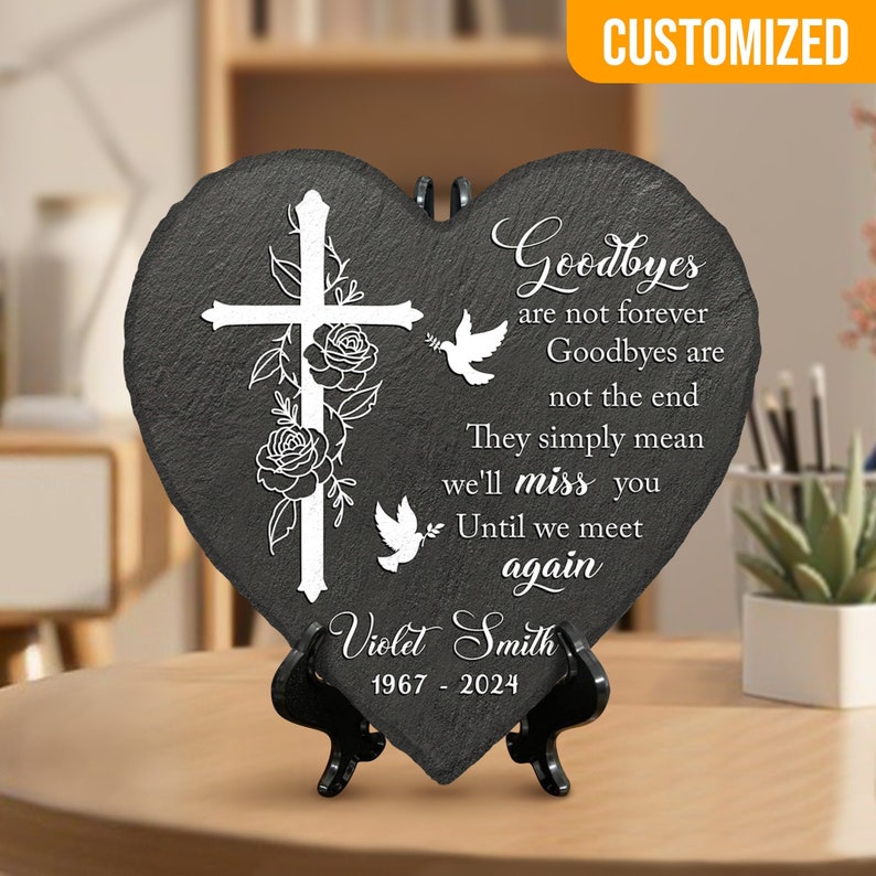 Customized Memorial Stones, Garden Heart Slate, Loss of Loved One