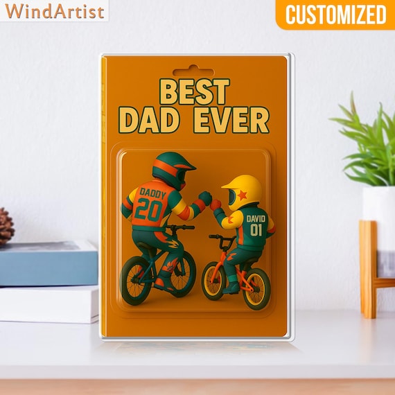 Personalized Dad and Son BMX Racing, Custom Gift For Dad Action Figure Acrylic Block, Best Dad Gift, Gift For Dad, BMX Racing Gift