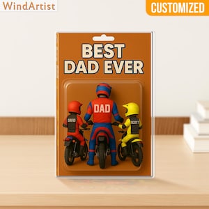 Personalized Dad and Son Motocross, Custom Gift For Dad Action Figure Acrylic Block, Biker Dad Gift, Gift For Dad, Motorcycle Gift