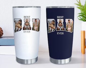 Custom Tumbler For Dad, Fathers Day Tumbler, Personalized Dad and Kids Photos Tumbler, Dad Birthday Gift, Fathers Day Gift, Best Dad Ever