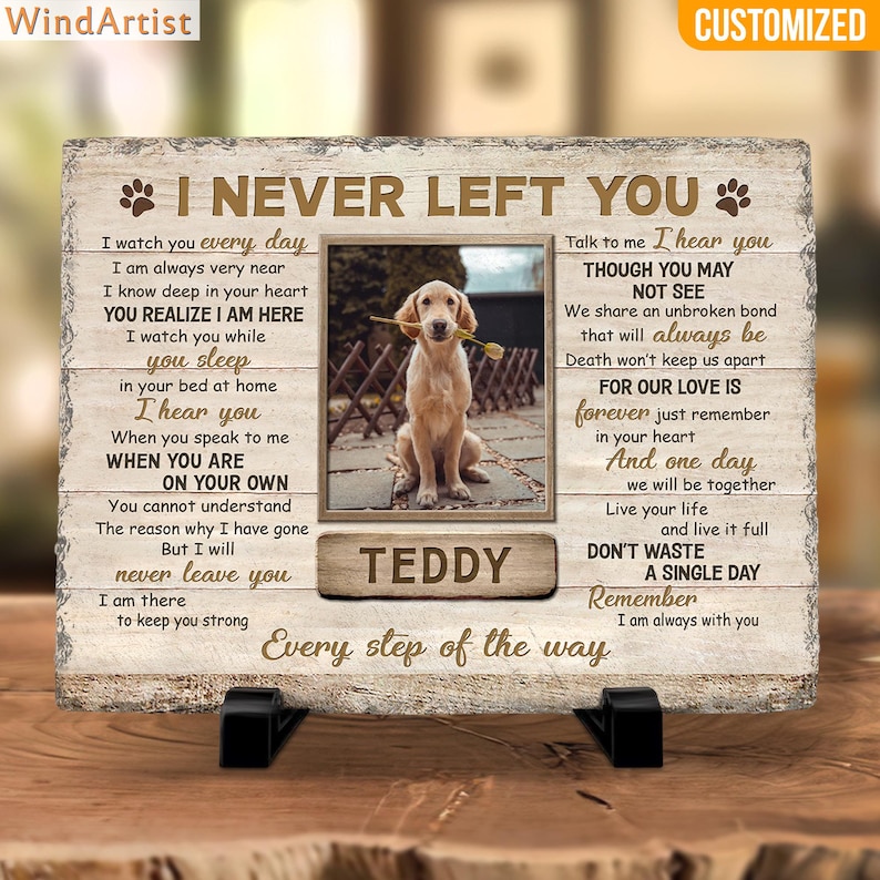 I Made It Home, Dog Memorial Gift, Cat Memorial Stone Plaque Decoration, Pet Sympathy Gift, Dog Loss Gift, Pet Memorial, Pet Loss Gift. I Never Left You