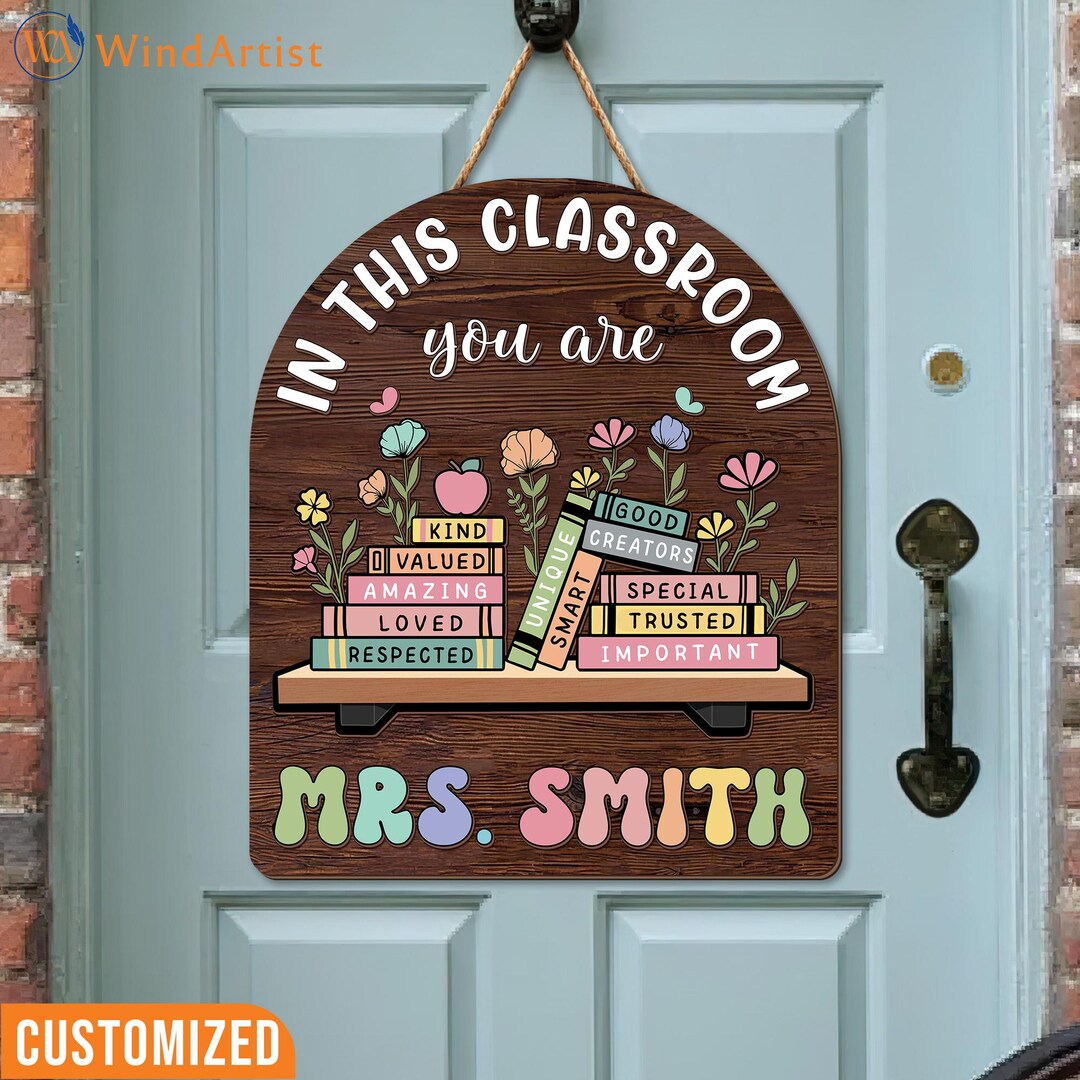 Personalized Teacher Door Sign Hanger, Custom 3D Teacher Welcome Back ...