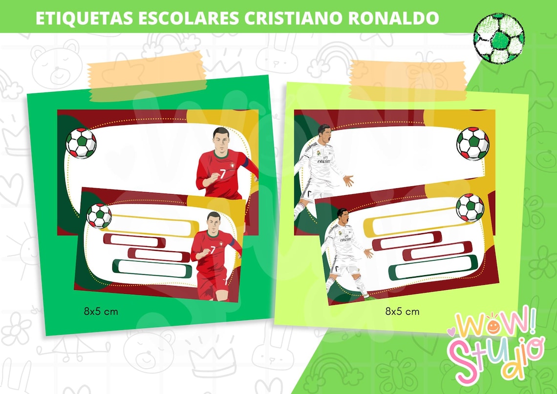 Etiquetas escolares Cristiano Ronaldo. Cristiano Ronaldo school labels
