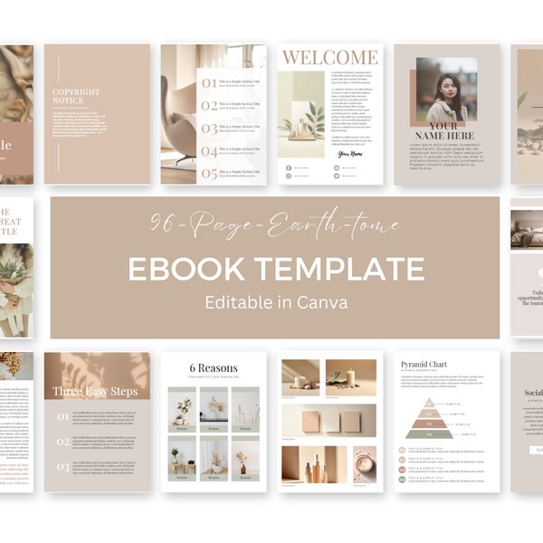 90+ Page eBook Templates | Editable | Earth-Tone