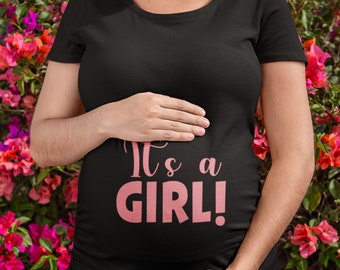 Schwangerschafts-Shirt 'It's a girl!', Freudige Ankündigung, Baumwoll T-Shirt, Bequeme Umstandsmode, Perfekt für Bald-Mamas, Babyankündigung