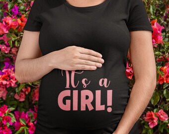 Pregnancy Shirt 'It's a girl!', Happy Announcement, Cotton T-Shirt, Comfortable Maternity Wear, Perfect for Soon-to-be Moms, Baby Announcement