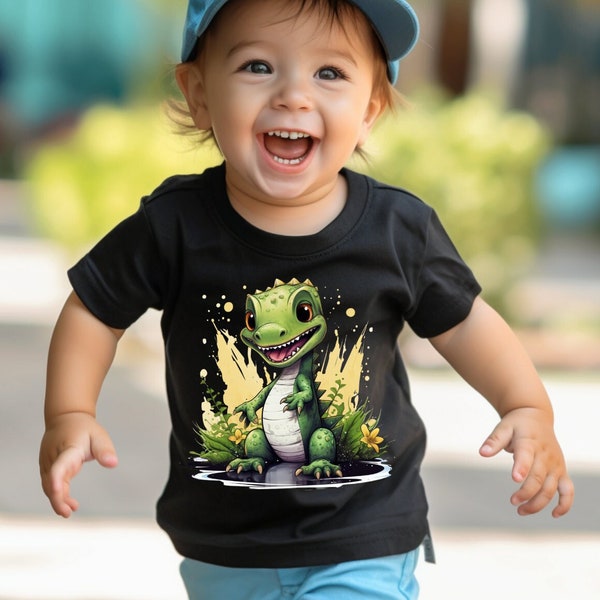 Kleinkind Baby T-Shirt Dinosaurier Dino Power Dino-mäßig unterwegs | Bio-Baumwolle | Geschenk zur Geburt | Geburtstag | Junge Mädchen
