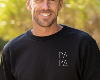 Stilvolles Papa Langarm-Sweatshirt in Schwarz, Trendiges Vater Outfit, Hochwertige Baumwolle, Gemütlich Modisch, Ideales Geschenk für Väter